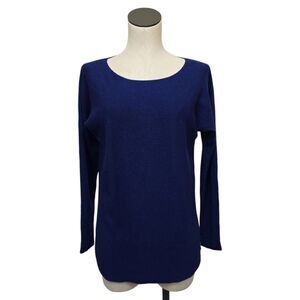 Vince Scoop Neck Long Sleeve Cashmere Wool‎ Blend Sweater Size Small Royal Blue